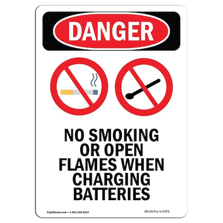 Signmission OSHA, No Smoking Or Open, 14in X 10in Rigid Plastic, 10" W, 14" L, Portrait, OS-DS-P-1014-V-1476 OS-DS-P-1014-V-1476